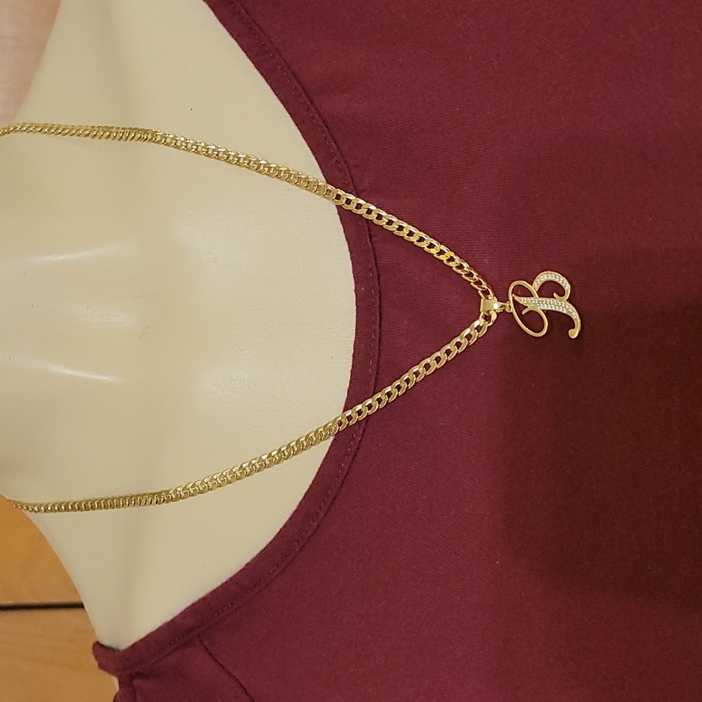 chain with letter b charm cuban style chain